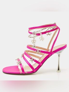 Mach & Mach Camille PVC and Satin Ankle Strap Sandals Heels - Pink - NWOB